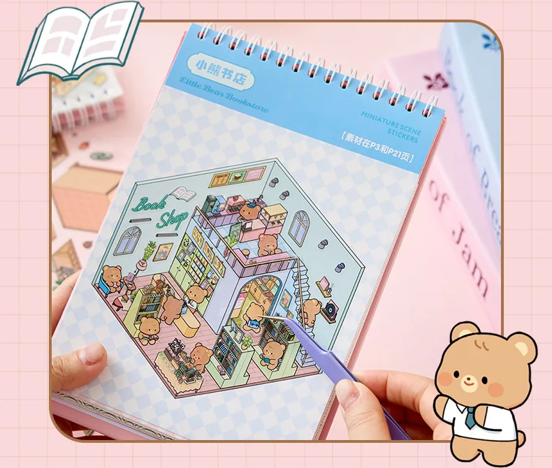 Kawaii Cute Shop 3D Sunshine Town Landschaft Stickerbuch DIY Pocket Cabin Scene Festival Geschenk ﻿ – Detail 12