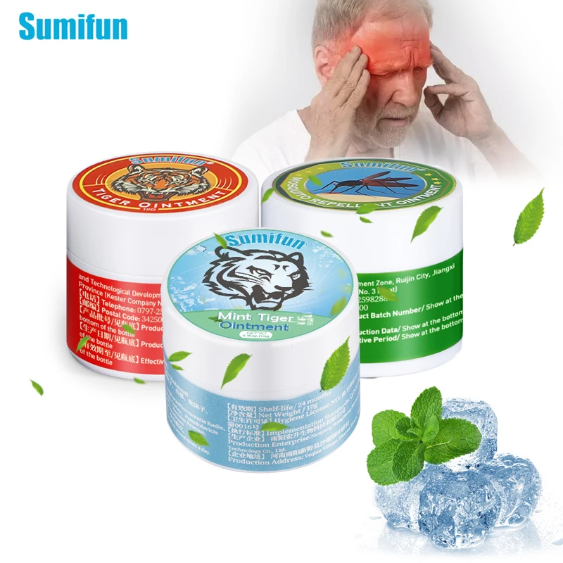 

3Types Sumifun Tiger Balm Cooling Oil Mint Refreshing Cream Relieve Cold Headaches Dizziness Mosquito Bite Itching Plaster