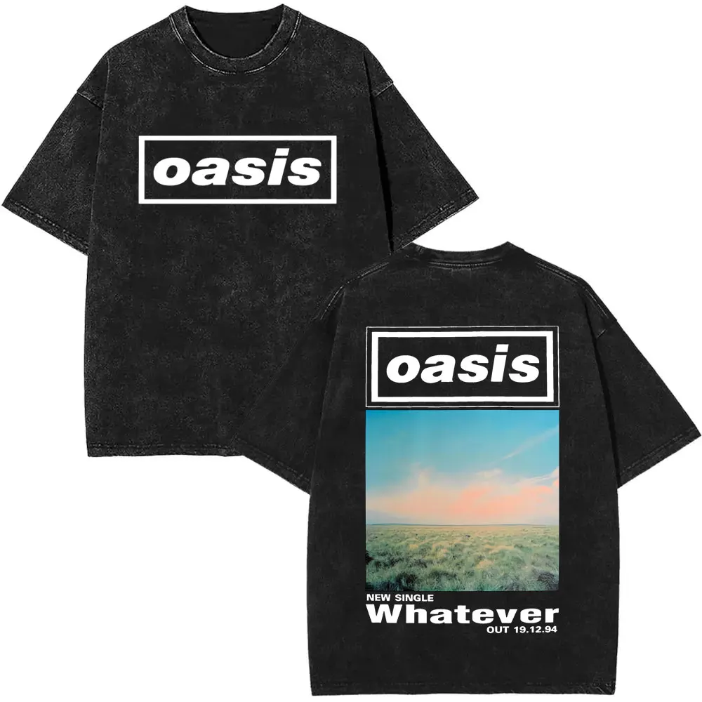 Washed Vintage Rock Band O-Oasis Live 25 World Tour Logo Print T