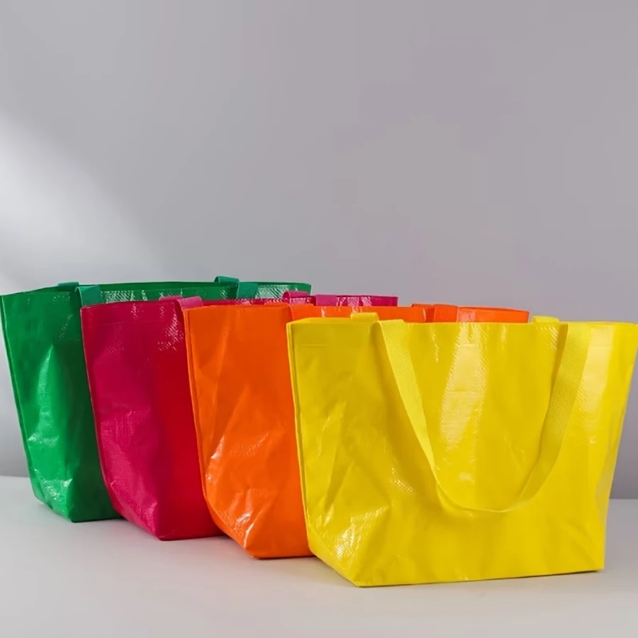 Vibrant Orange Heavy-Duty Reusable Tote Bag - Durable Large Capacity Shopping and Gift Bag with Wide Base