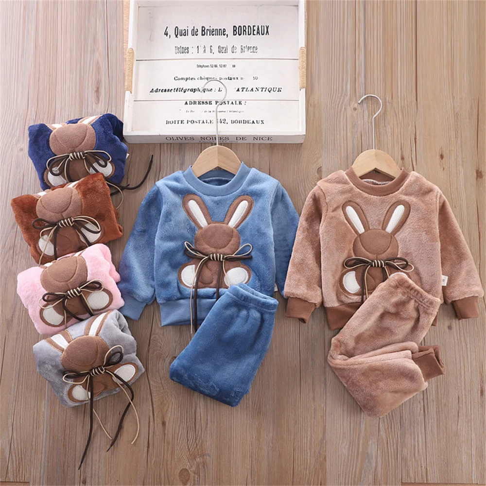 

Children's Clothing Baby Pajamas LittleRabbit Girls Winter Long Sleeve+Pant 2pcs Outfits Clothes Boys Autumn Kids Homewear