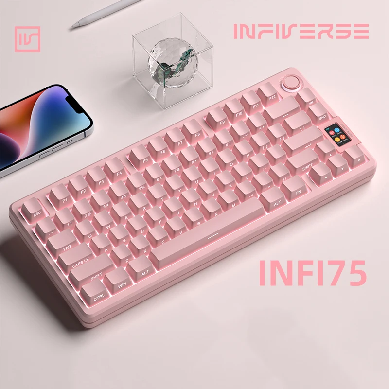 Infi75メカニカルキーボード,Bluetooth 75% ワイヤレス,ホットスワップ 