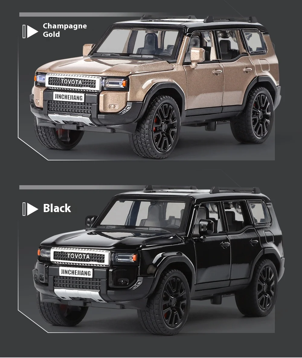 Legierung Druckguss 1:32 Prado Auto-Modell Spielzeug mit Rückziehfunktion, Sound und Licht Geländewagen Kindergeschenk 6 Türen zu Öffnen – Detail 2