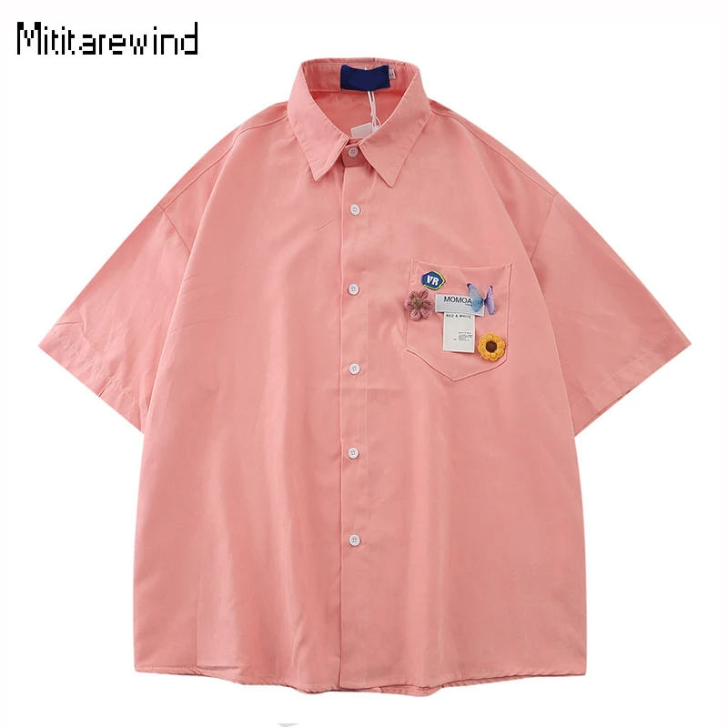 

Рубашка и блузка мужские с коротким рукавом, праздничная пляжная блузка с карманами, шикарная дизайнерская рубашка на пуговицах, свободные топы для молодых пар, лето