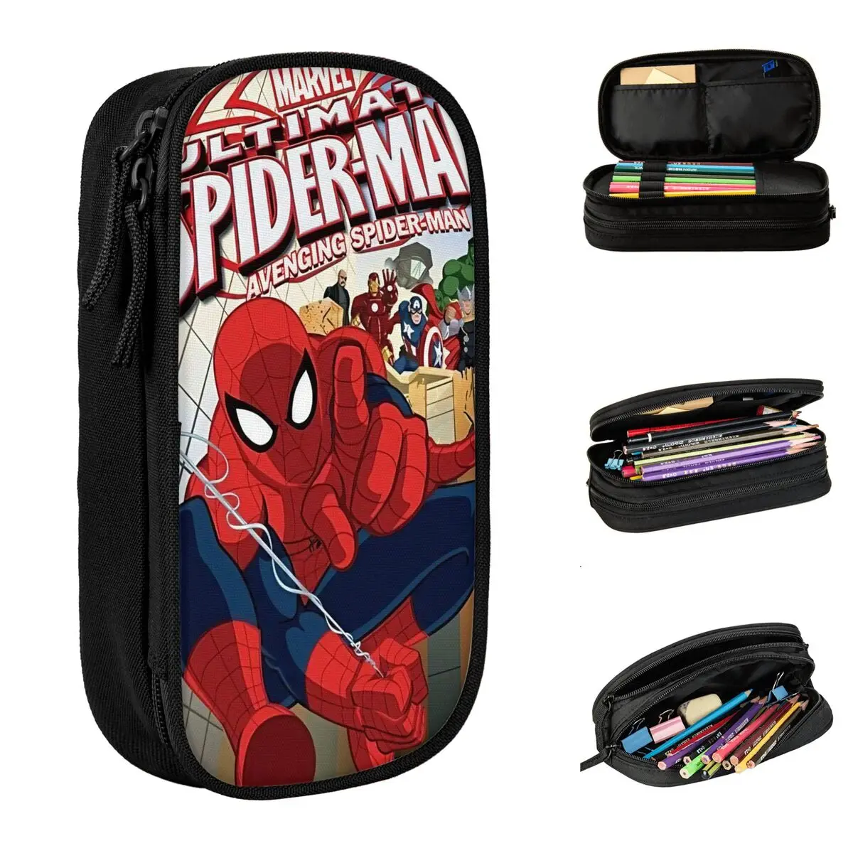 

Spider-Man Superhero Merch Pencil Case Large-capacity For School Comics Pencil Box Birthday Gift