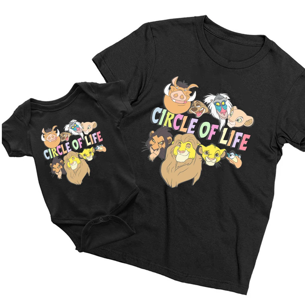 couple outfits Harajuku Hip Hop Simba Print T Shirt Mother Kids Clothes Disney Cartoon Classic Anime Family Matching Sets Baby Toddler Tops matching family christmas outfits Family Matching Outfits