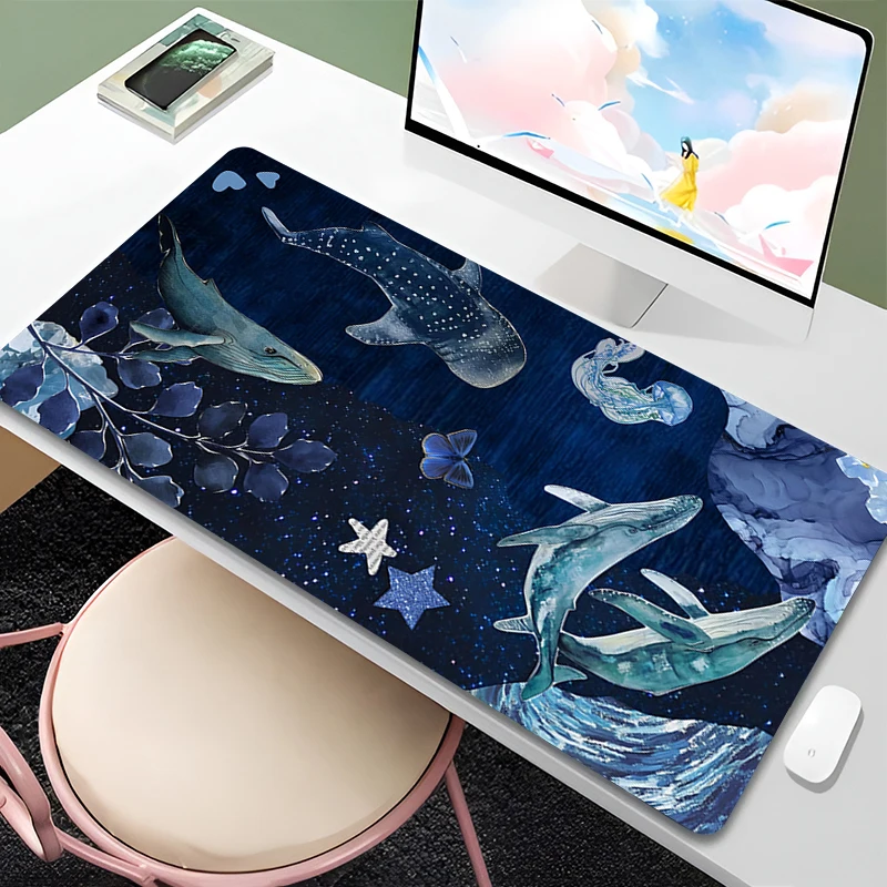 

Cartoon Dark Sea Whale Mouse Pad Large Mousepad Keyboard Desk Mat Anti-Slip Office Anime MousePad Game Accessories Keyboard Pad