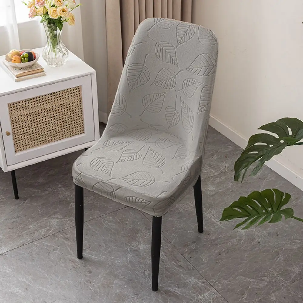 Leaf Pattern Curved Chair Cover Soft Elastic Band Restaurant Stool Cover Dust-proof Stretchable Seat Protectors Wedding Banquet