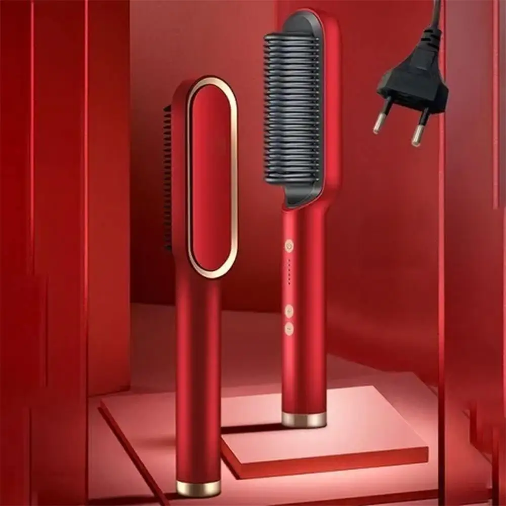 2-In-1 Heated Hair-Straightening & Styling Brush