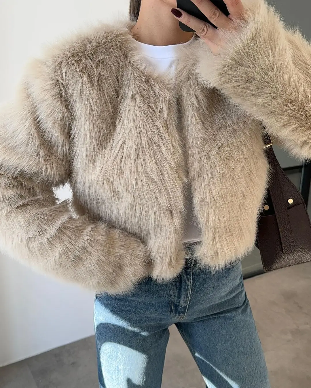 Suéter de lujo de gran tamaño para mujer, ropa de calle holgada de manga larga y cintura alta, chaquetas de invierno para mujer, nuevo