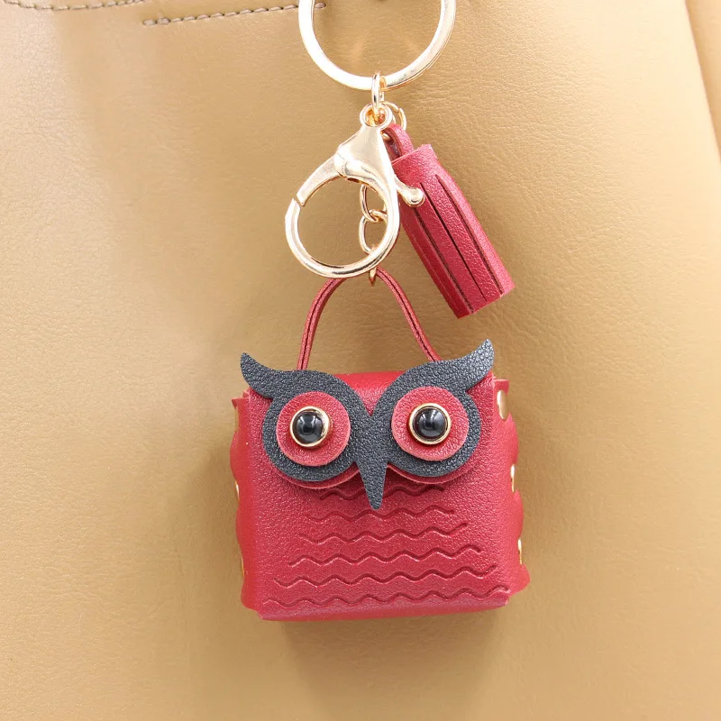 Ready Stock」Presbyopic Owl Coin Purse Creative Cartoon Mini Lovely Bag  Keychain Cars and Bags Pendantqa