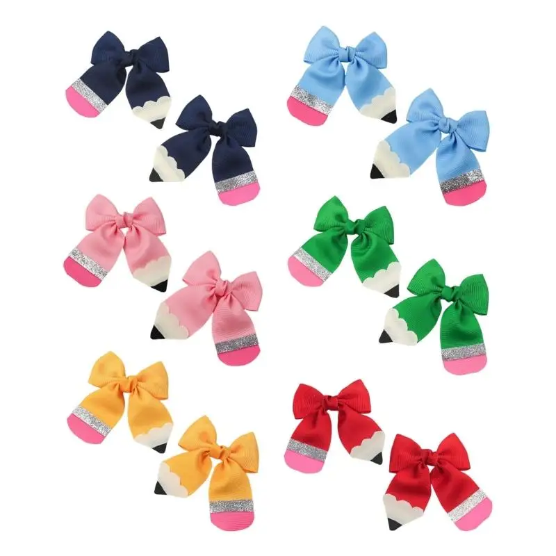 A52E 1 Paar Haar-Accessoire für Mädchen Cheerleader-Stil, Bleistiftschleifen für den täglichen Gebrauch – Detail 1