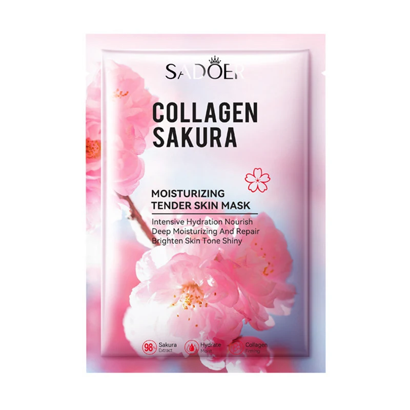 5/10pcs SADOER Sakura Face Mask Facial Skincare Moisturizing Brightening Hydrating Firming Collagen Facial Masks Face Sheet Mask