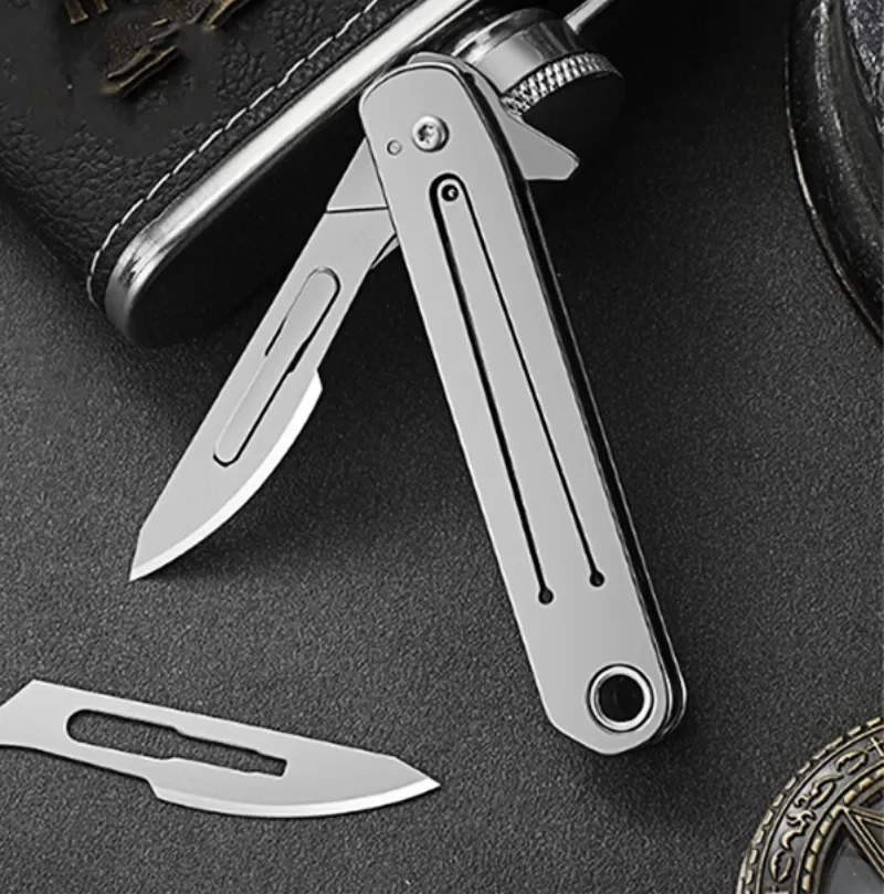 High Hardness Stainless Steel Folding Surgical Knife for Outdoor Camping EDC Portable Unboxing Knife with 10pcs Blades Included 3