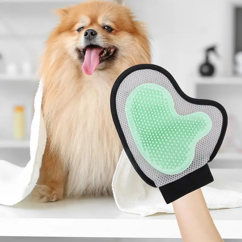 Pet Grooming Gloves Kitten Washing Mitten Washable Puppy Scrubber High-Density Pet Hair Remover for Bathing Grooming Supplies