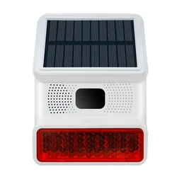 Solar-Powered Wireless Outdoor Alarm with Sound and Light Flash (WHITE)