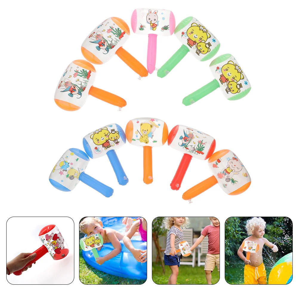 

Ringing Toy Hammer with Bell 10pcs Party Favors Inflatable Pool Toys Cartoon Mallet Props Funny