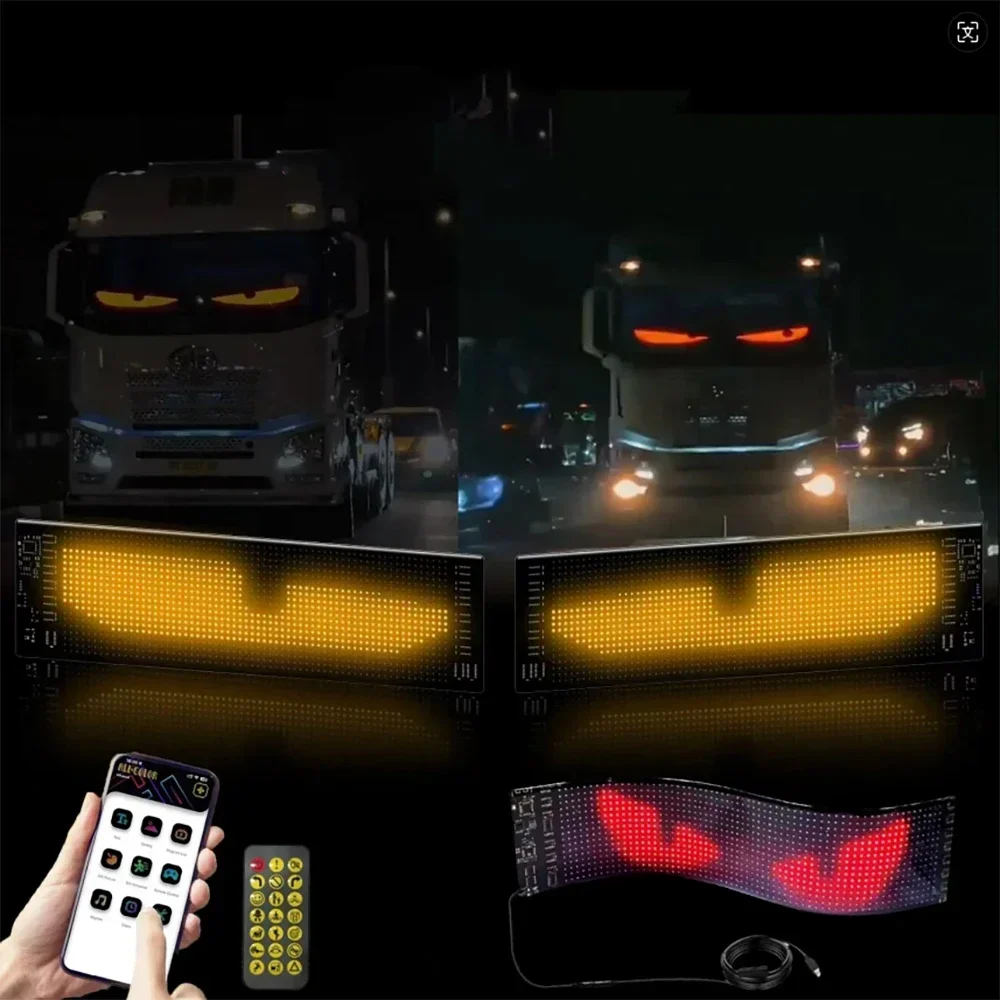 LED Eyes for Truck Demon Eye RGB LED Matrix Pixel Panel DIY Car Sign Animation APP LED Panel Flexible Display Lamp For Car