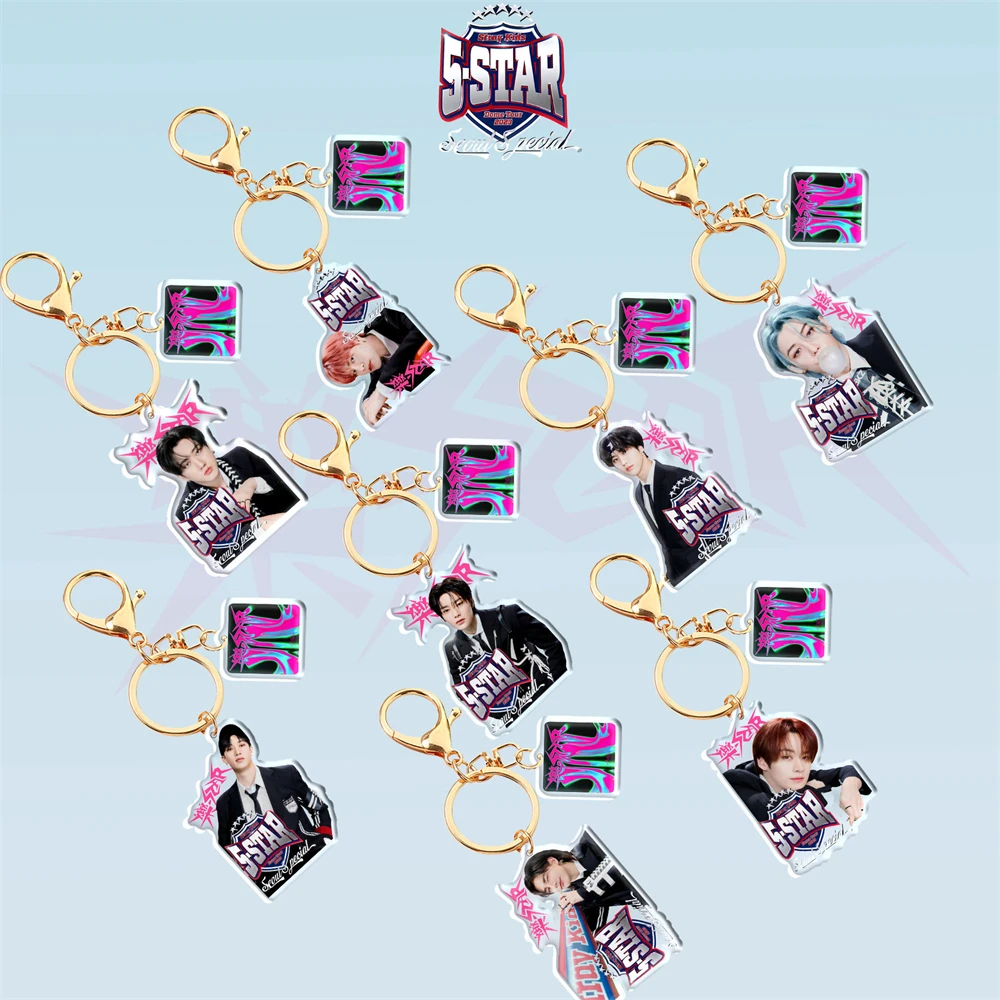 

KPOP Stray Kids Acrylic Keychain 5STAR Dome Tour 2023 Keyring Pendant HyunJin Felix BangChan Bag Accessories Fans Collection