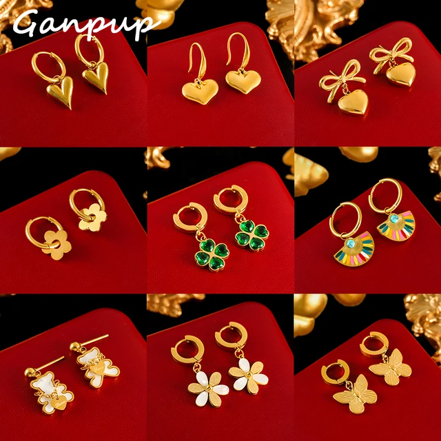 Flower Heart Bear Earrings