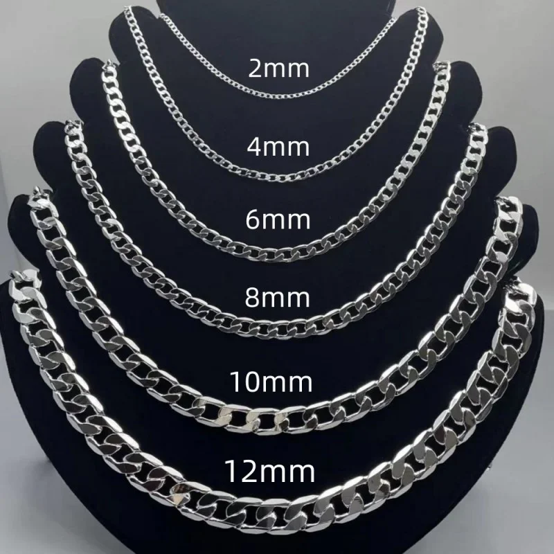 Collana da uomo in argento sterling 925 2/4/6/8/10/12MM 40-75cm Collana a catena con chiusura a moschettone Gioielli di fidanzamento per uomini e donne 36 Collana da uomo in argento sterling 925 2/4/6/8/10/12MM 40-75cm Collana a catena con chiusura a moschettone Gioielli di fidanzamento per uomini e donne 36