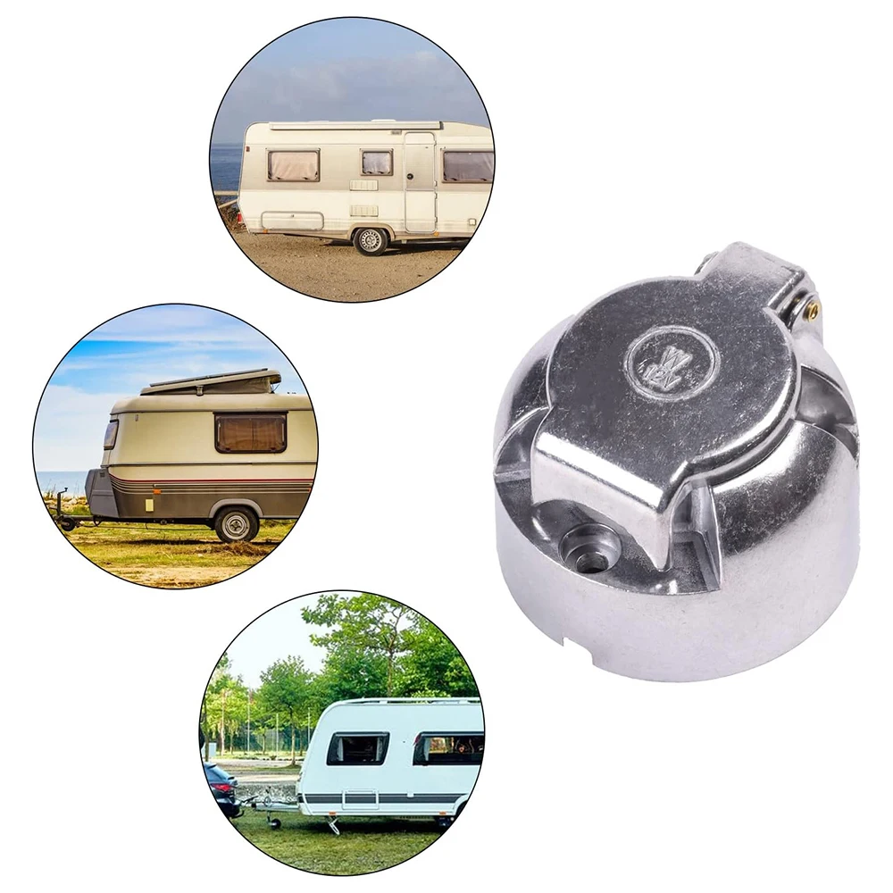 Towing Adapter AOHEWEI 7 Pin Towbar Trailer Socket Metal Aluminium Alloy Towing 12V Round Adapter Car Lights Connectors for Boats Truck Caravan