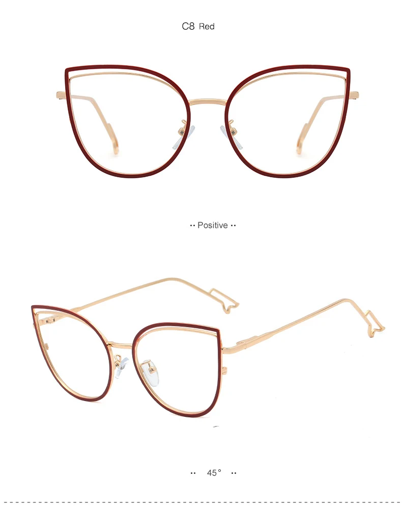 Handoer Women's Full Rim Oval Cat Eye Alloy Tr 90 Eyeglasses 95597 6