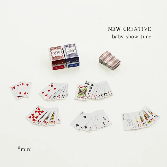1Set Mini Poker Playing Cards Toys Pretend Play paper Poker model for Barbi House 1/12 Dollhouse Miniature Decor Accessories 2