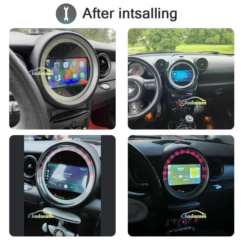 무선 Carplay DSP 8GB 128GB 7 BMW 미니 쿠퍼 R55 R56 R57 R58 R60 2007-2013 용 안드로이드 14.0 차량용 라디오 플레이어 멀티미디어