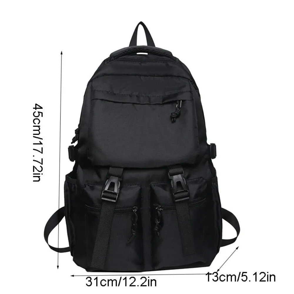 Fashion Large Capacity Canvas Backpack Harajuku Multi Pocket Students School Bag Japanese Style Nylon Shoulders Bag Girls Boys 6