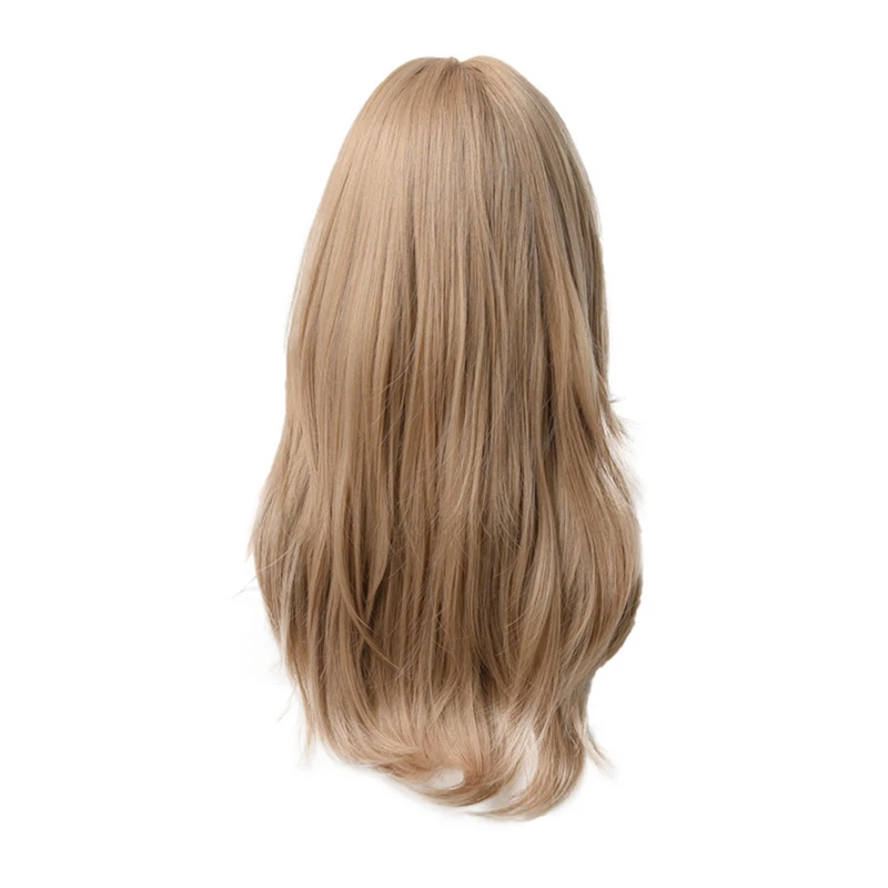 

Chemical Fiber Wig For Women Long Straight Wavy Eight Bangs Women's Long Curly Hair Flaxen Wig For Daily Use