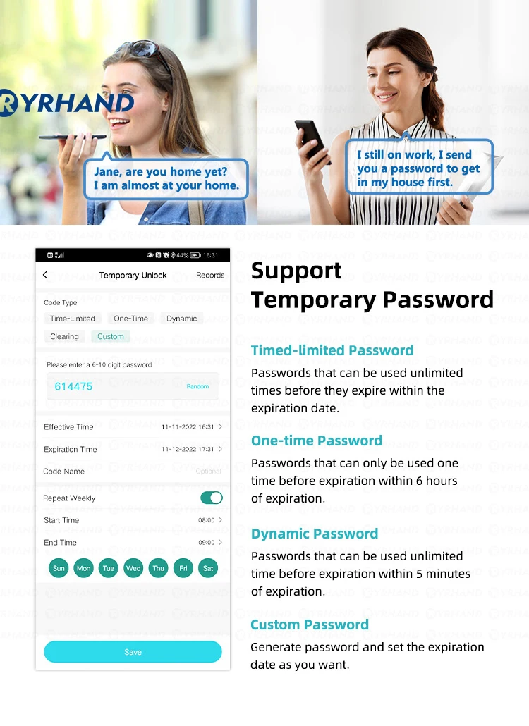 Euro Tuya APP Fingerprint Bluetooth Free adjustment Cylinder Smart Door Lock El