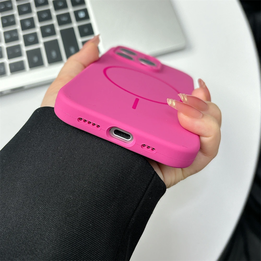 Magnetic Liquid Silicone Phone Case with Wireless Charging and Camera Protection