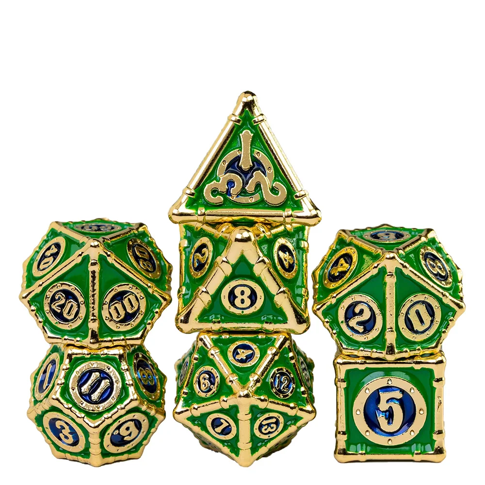 7pcs/set Funny Game Dragons Full Metal Polyhedral Dice For RPG Math Games DnD Pa