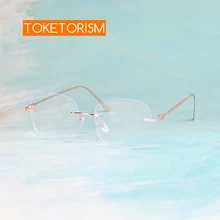 

Toketorism Fashionable Spectacle Frames Women Anti Blue Rimless Eyeglasses for Men Optical Glasses Frame 91299