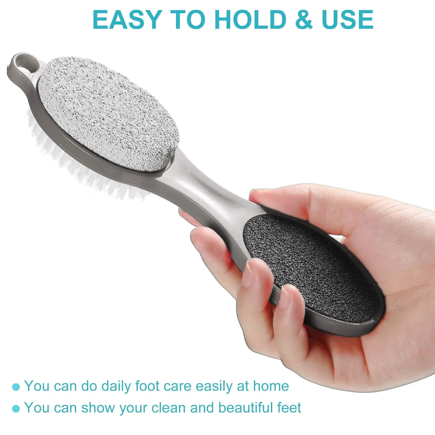 4 in 1 Foot Care Tool Pedicure Tool Foot Scrubber Brush Foot File Callus Remover Rasp Pumice Stone Nail Cleaning Brush