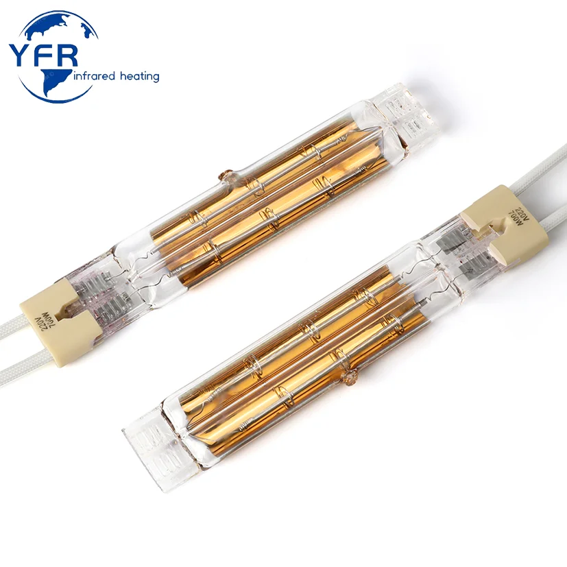 Gold reflector 400mm 380V 1800W Infrared Halogen Heater Parts Twin Tube Infrared Heating Lamp