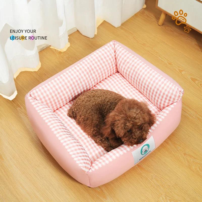 Dog Nest Checkered Square Pet Nest Dog and Cat Sleeping Mat Comfortable Seasonal Pet Mat Bed Mattress Bed Cat