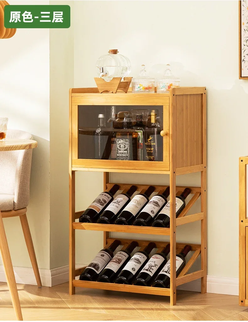 Simple Multi-layer Display Wine Racks European Bamboo Wine Cabinets Home Restaurant Floor-to-ceiling Living Room Wine Cabinet Y