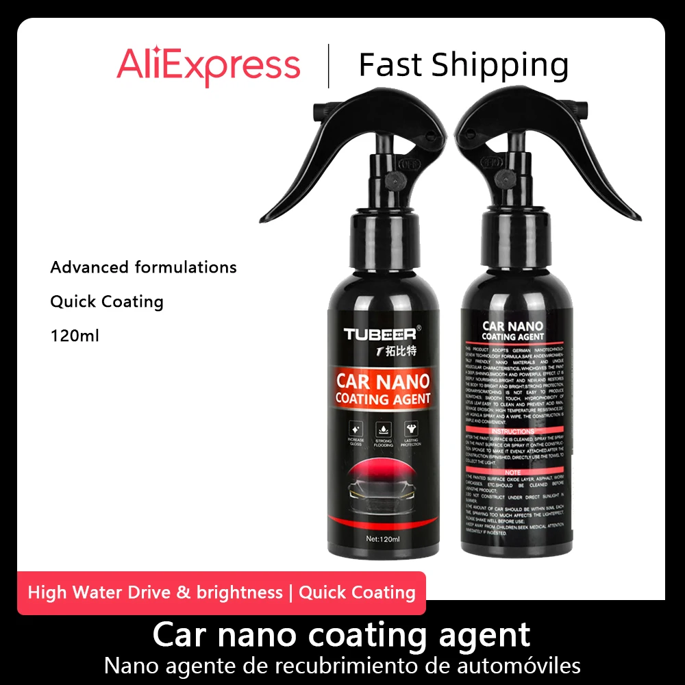  Nano Spray de revestimiento de cerámica de alta protección 3 en  1, aerosol de pulido de cera para revestimiento de automóvil, refrescante  de plástico, reparación rápida de arañazos finos (2 piezas