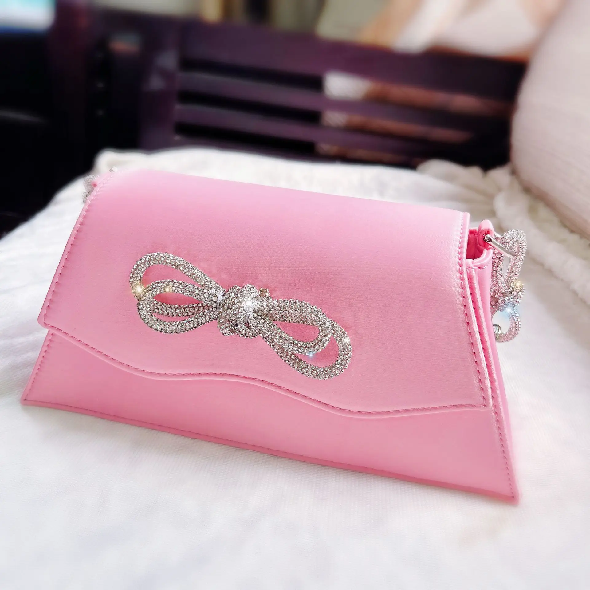 CORIOS Borsetta da Sera Donna Strass Clutch Elegante Pochette Piccolo con Catena Borsa a Mano Borsa a Spalla Borsa a Tracolla Borse Messenger per Cocktail Festa Ballo Cerimonia D'argento