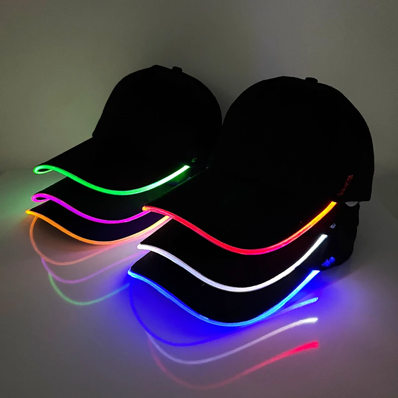 Mode Leuchtende Baseball Kappe LED Leuchten Hiphop Hut Bar Club Requisiten Fluoreszierende Hut Männer Frauen DJ Tanz Liefert Kostüm