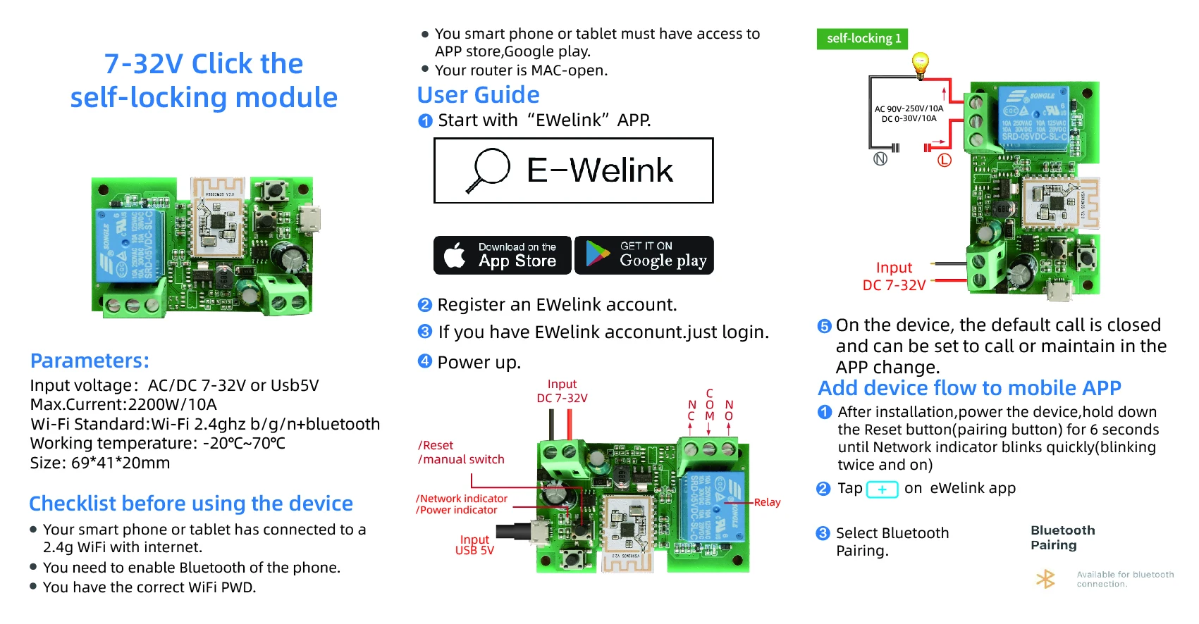 eWelink WIFi Smart DIY Switch Module 5V/85-250V ,Inching, Timer, Interlock Smart