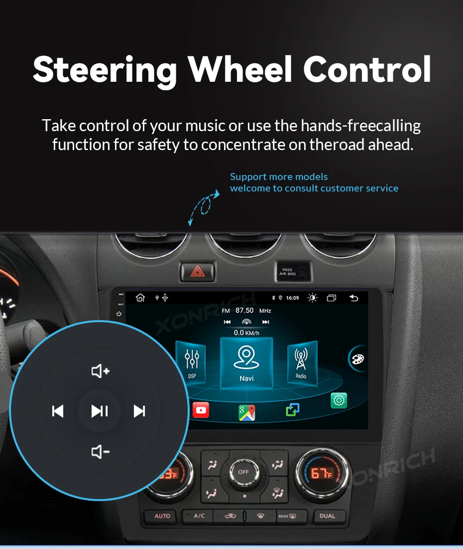 XONRICH Android 14 Autoradio für Honda Civic 8 2005-2011 Kabelloses Carplay GPS-Navigation DSP AI-Sprachsteuerung RDS Auto-Multimedia-Stereoanlage – Detail 14