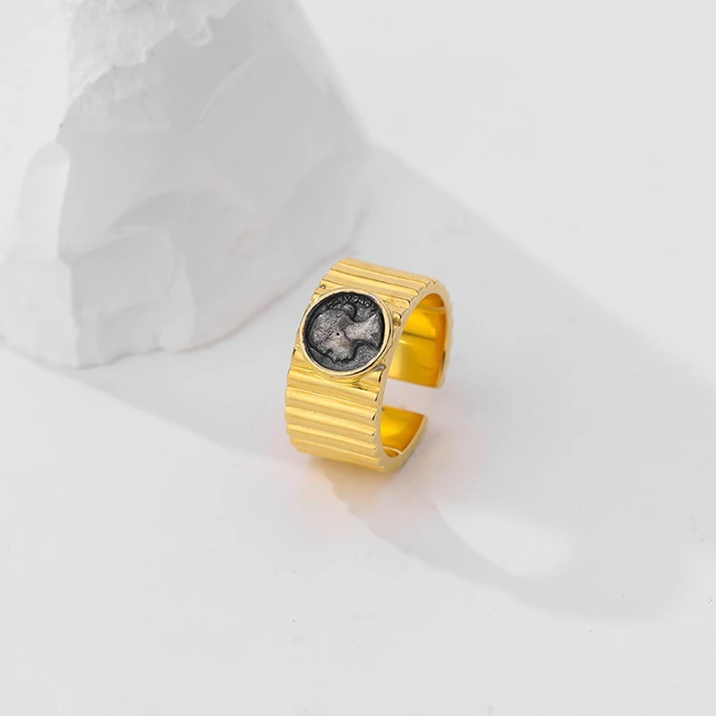 

Silvology Real 925 Sterling Silver Gear Retro Portrait Rings for Women Do The Old Vintage Coin Creative Rings Designer Jewelry