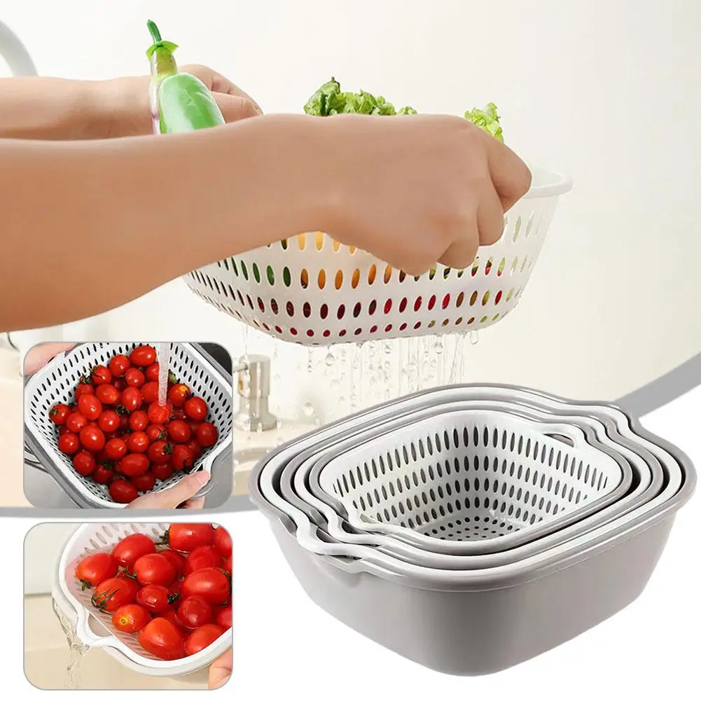 S2f2bd4f0d80c42299916a22de6f21dd9l Multifunctional Kitchen Sink Strainer Basket Set Double Layer Fruit Vegetable Basket 1/6pcs Fruit Washing Basin Vegetable Drain Mallzona