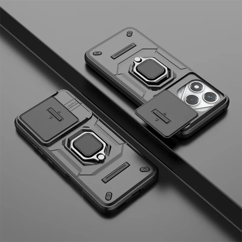 Enhanced Phone Case with Slide Window Cover and Stand Holder - Shockproof and Stylish Protection