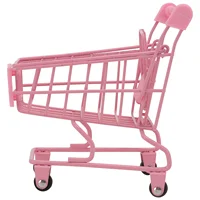 Trolly Ornaments Baby Stroller with Wheels Mini Shopping Cart Storage Basket Desktop Accessories 1