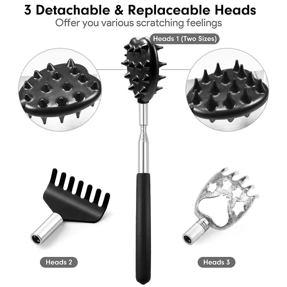 3Pcs/Set Back Scratcher Telescopic Scratching Back Scratcher Massager Kit Scraper Extendable Telescoping Itch Massage Relaxation