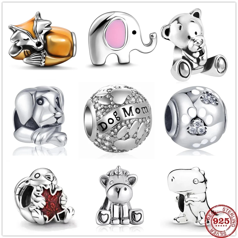 Nuovo 925 Sterling Silver Charm Dogs Bull Unicorn Beads Fit Pandora Charms Argento 925 Bracciali Con Perline Originali Gioielli Da Donna Fai Da Te